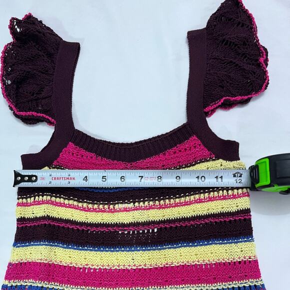 NWT Zara Special Edition Crochet Colorful Flutter Sleeve Maxi Sheer Dress Size S - Picture 7 of 8